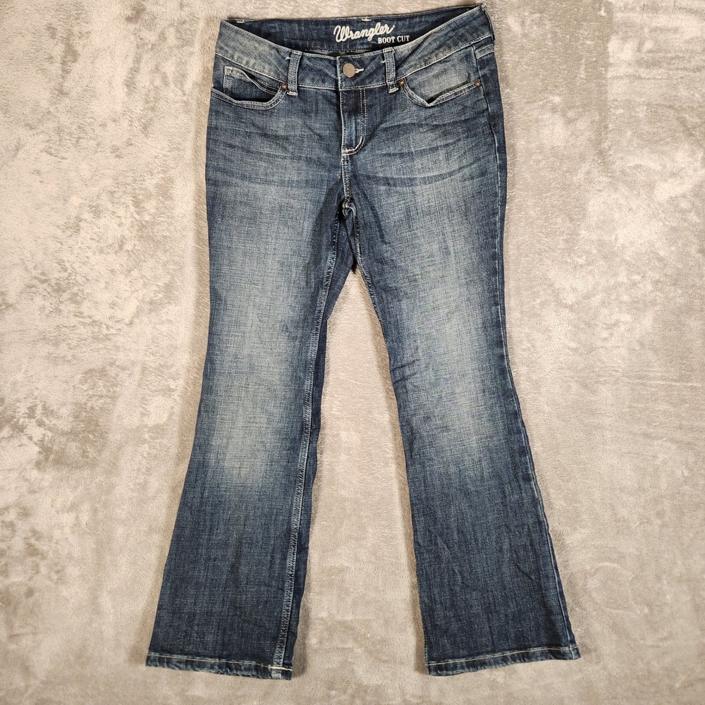 Wrangler Bootcut Jeans Womens 9x30 Blue Excellent Stretch Denim Mid Rise - Picture 1 of 13